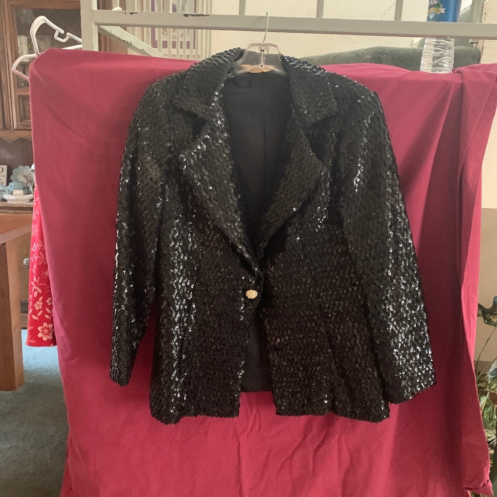 Vintage tuxedo black sequin dinner jacket